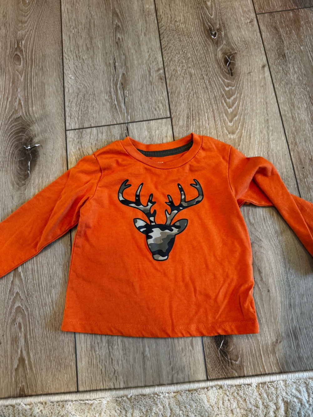 Falls Creek Orange Long Sleeve Tee with Camo Deer Head